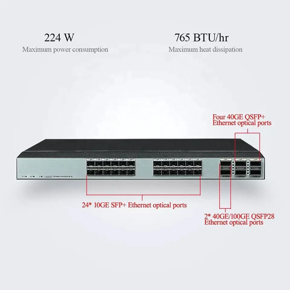 CE6880-24s4q2cq-Ei CE6800 Series 24-Port 10ge SFP+, 4-Port 40ge Qsfp+, 2-Port 100ge Qsfp28 Data Center Switch for H W